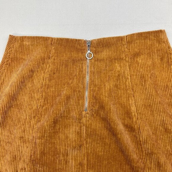 Wild Honey Womens Rust Corduroy Flat Front Back-Zip Mini Skirt Size Small - Picture 7 of 9